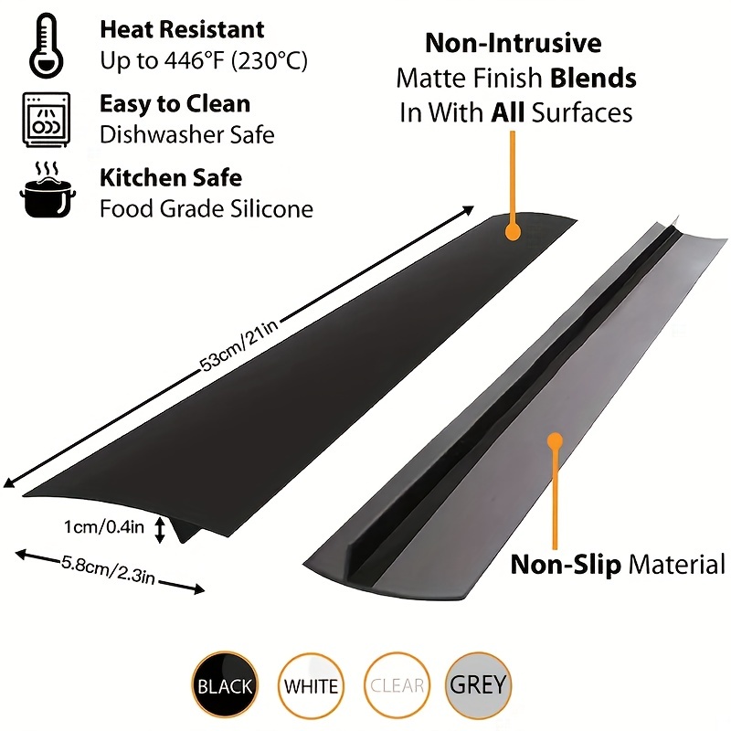  2 Pack Stove Gap Covers,Kitchen Stove Counter Gap Cover  Silicone Gap Cover,Heat Resistant Flexible Stovetop Filler Between Counters  and Cooktops, Seamless Hidden Oven Side Guard (25 Inches, Clear) :  Appliances