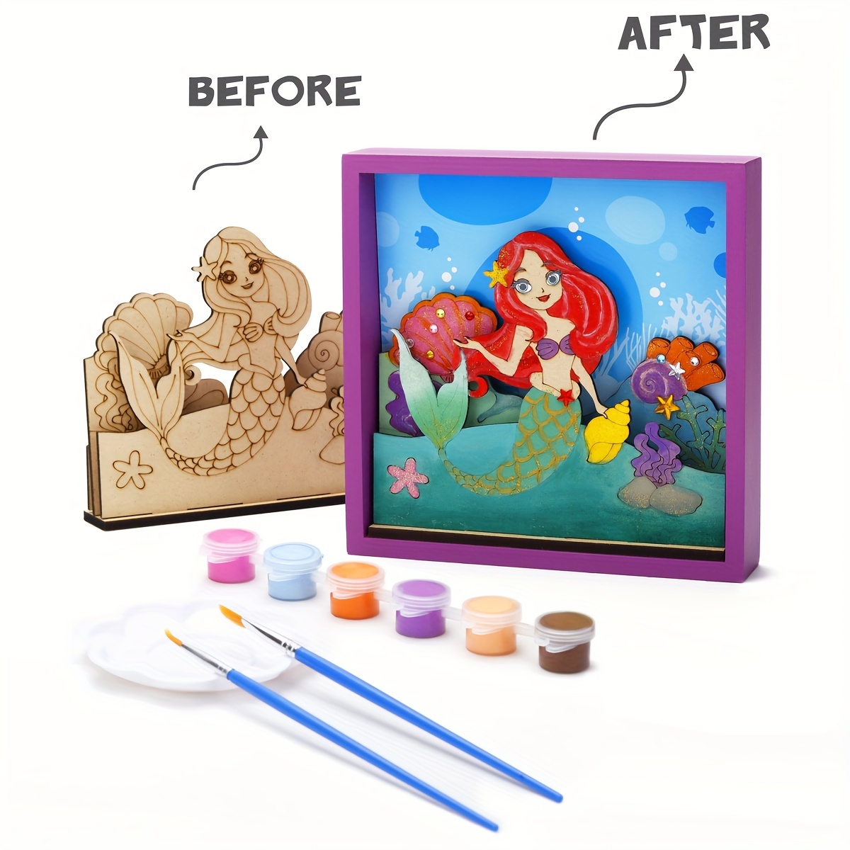  whatstem 3D Scene Wooden Arts and Crafts for Kids, Painting Toy  to Paint Your Own Dinosaur Picture Frame Craft Kits, Ideal Gifts for Boys  and Girls : Toys & Games