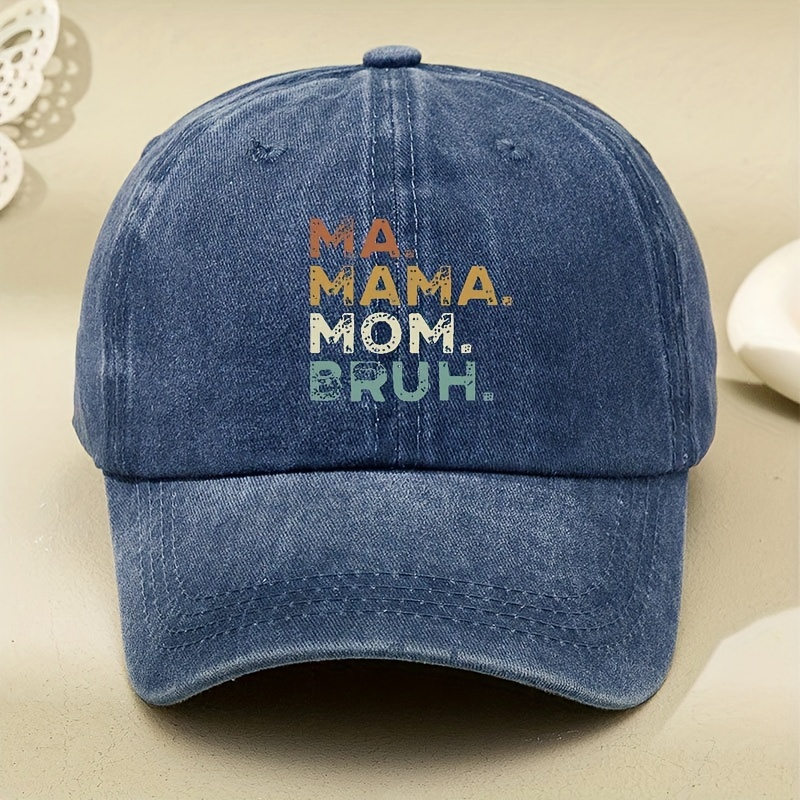 Mom Dad Slogan Embroidered Baseball Casual Washed Dad - Temu