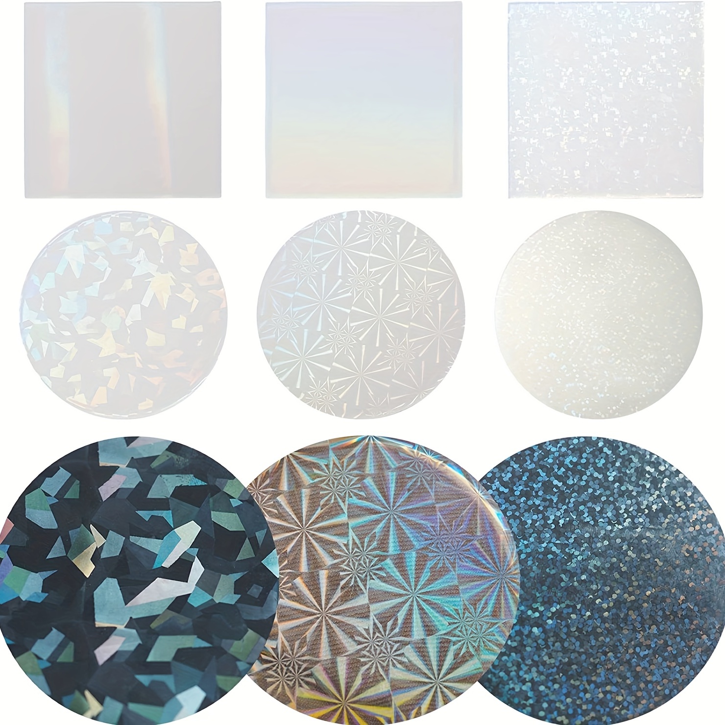 6pcs Holographic Inlay Resin Mold, 6 Patterns of epoxy Resin Casting with  Holographic Silicone Sheet Inserts for Adding Laser Holographic Artwork in