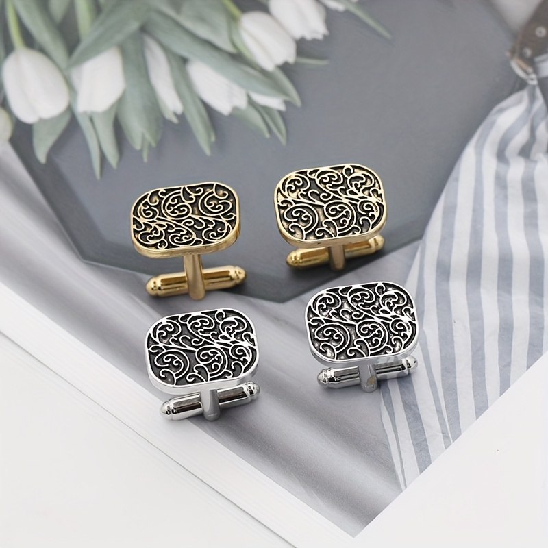 Creative Floral Striped Cufflinks for Men