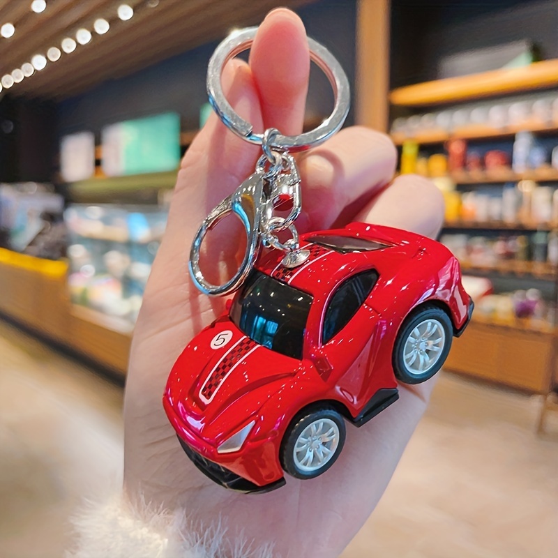 1pc 4pcs Cartoon Mini Alloy Small Car Key Chain Sports Car Model