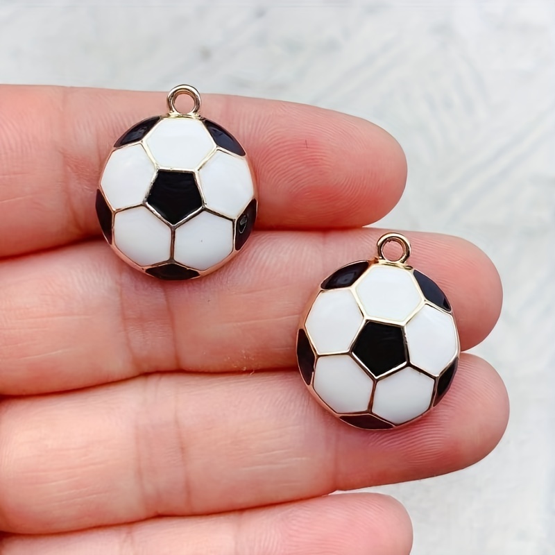 10pcs 2 Sizes Cute Soccer Ball Design Alloy Enamel Charms Pendants for Jewelry Making DIY Bracelets Necklace Pendant Accessories,Temu