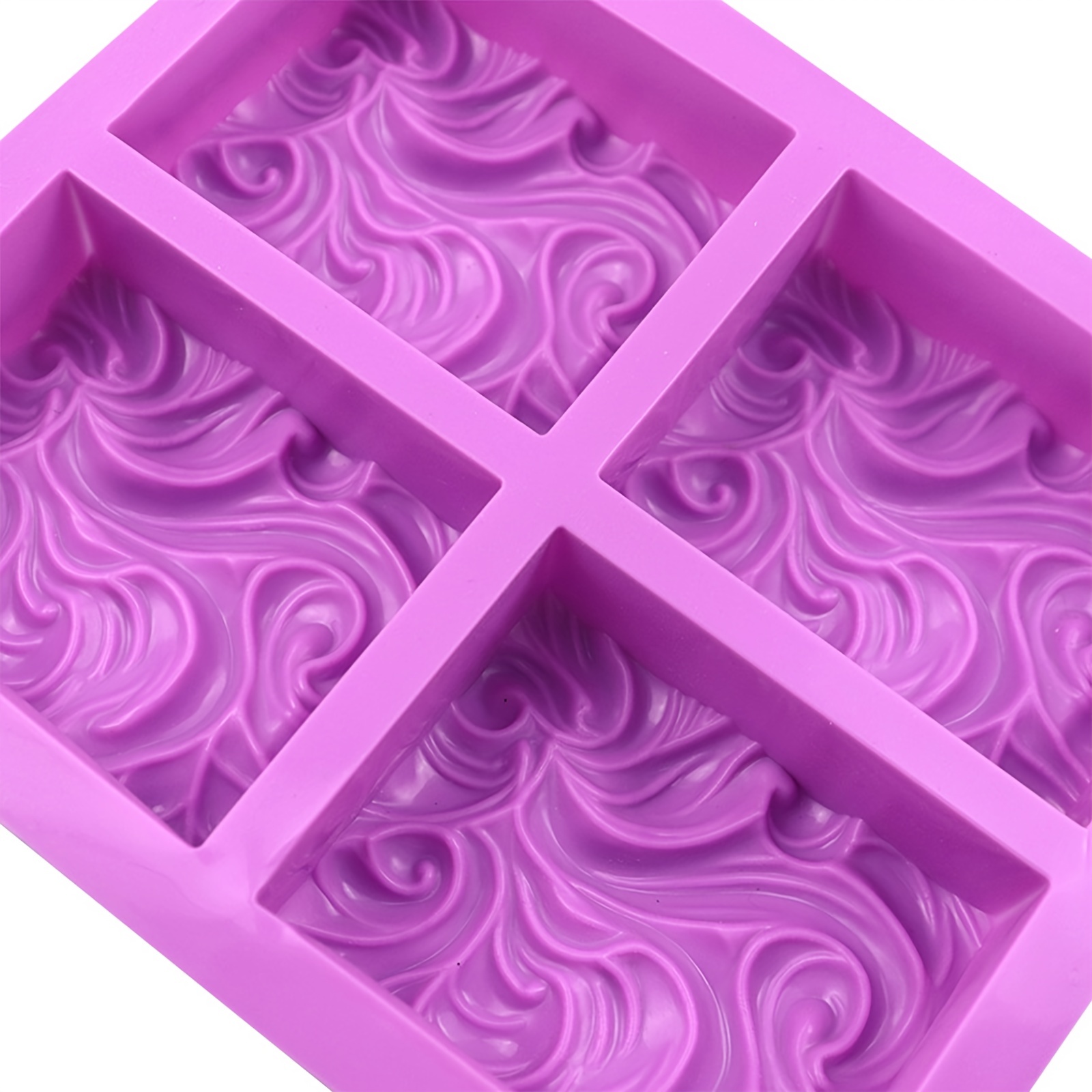 Newk Silicone Soap Square Molds, DIY Handmade Soap Molds with Ocean Wave Pattern for Milk Soap (3.5 oz Cavities)