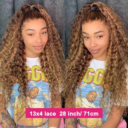 13x4 Long Deep Curly Lace Front Human Hair Wig with Natural Hairline and Baby Hair - 180% Density for Natural-Looking Style