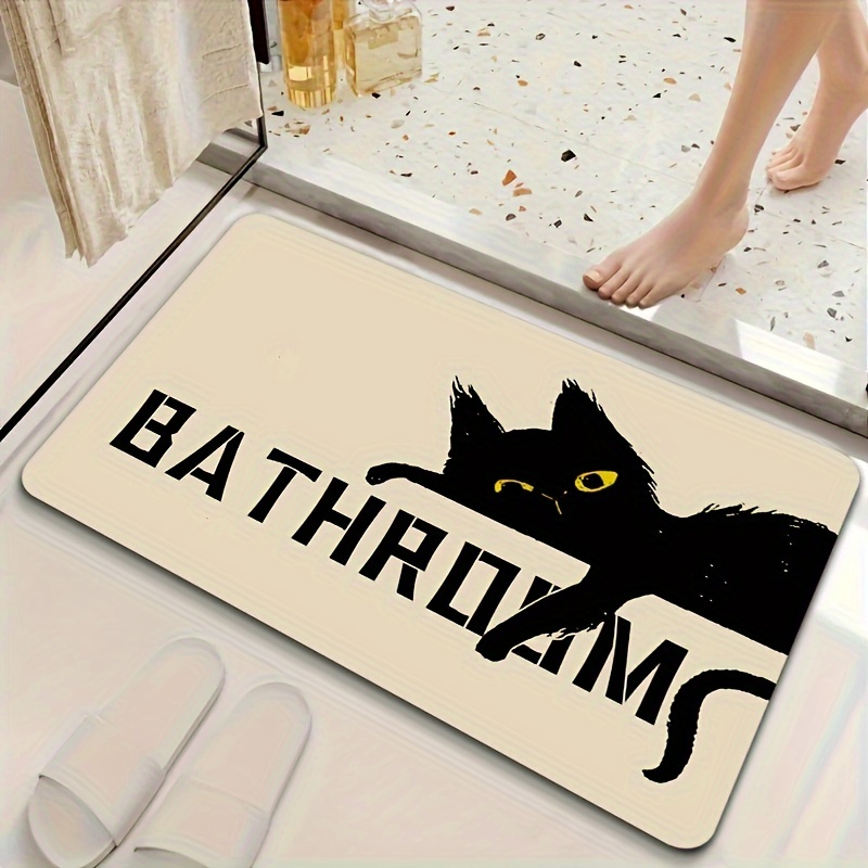 1pc Cute Cat Print Welcome Doormat, Dirt Resistant Anti-slip Floor Area  Rug, Machine Washable, Absorbent Bath Mat, Suitable For Living Room Bedroom  Ba