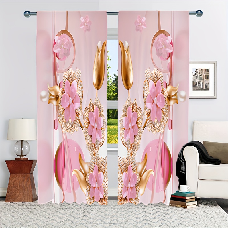 Tulip Impreso Puerta Ventana Cortina Hermosa Gasa Cortina para Salón Comedor  Ndcxsfigh Libre de BPA