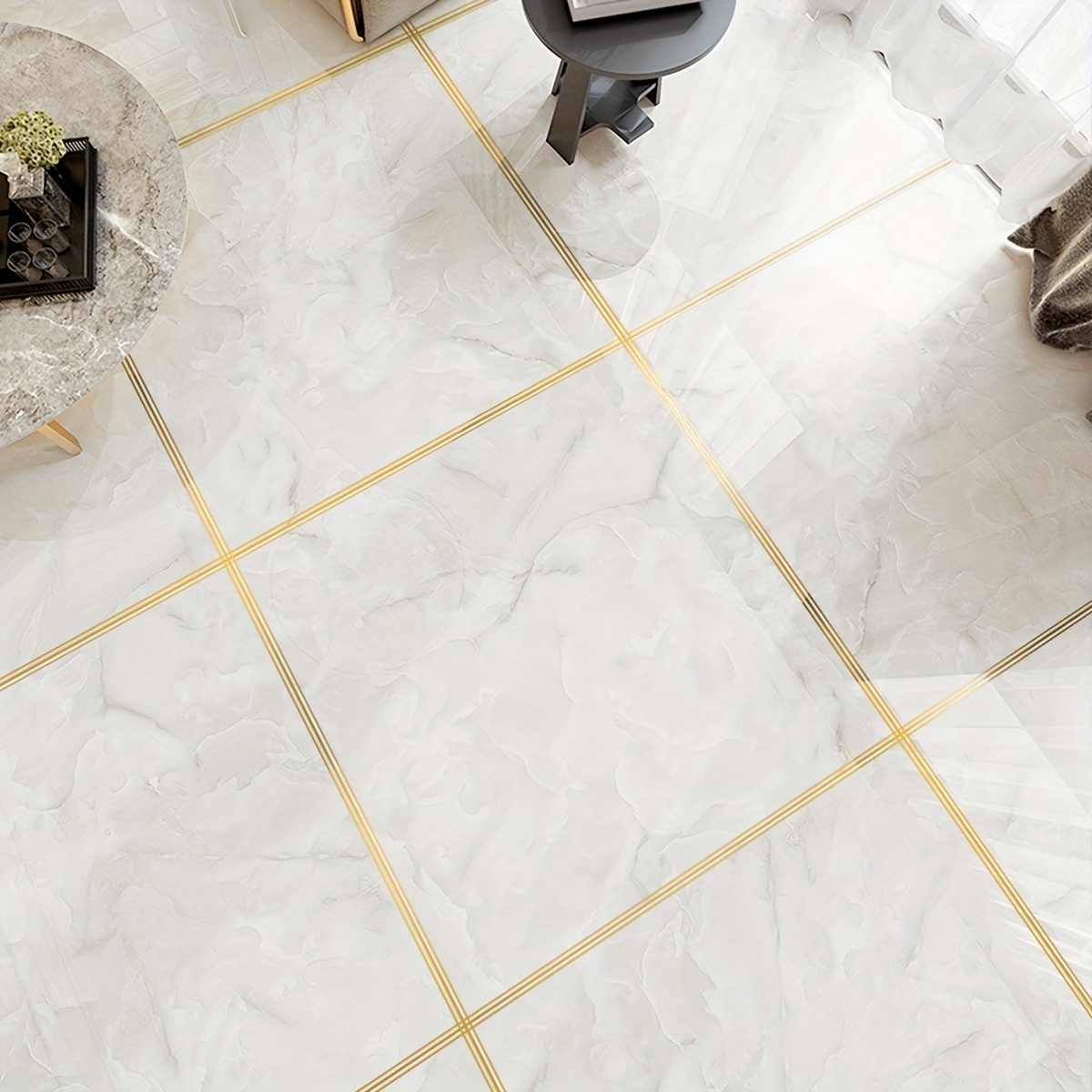 Multifunctional Silvery Golden Adhesive Floor Tile Strip - Temu