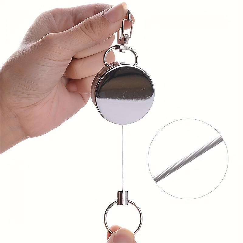 1pc Retractable Keyring Fuerte Cadena Llavero Servicio - Temu