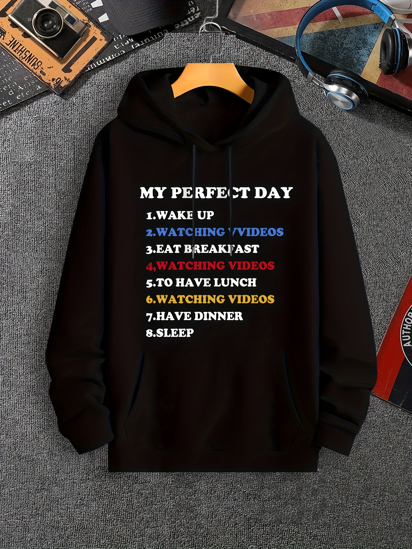 Funny My Perfect Day Print Hoodie, Cool Hoodies For Men, Men's