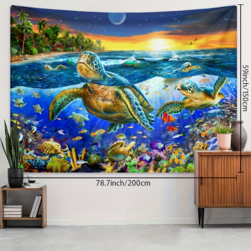 Decorative Tapestry Underwater World Turtle Coral Hanging - Temu