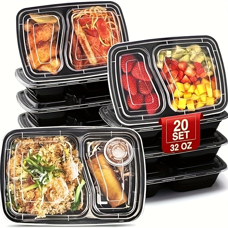 32oz 36oz Meal Prep Food Containers with Lids Microwavable 2/3 Compartment  20Pcs