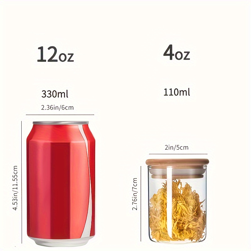 12PCS Glass Storage Jar Borosilicate Glass Bottle W/ Bamboo Cover And  Silicone Seal Dry Fruits Storage Bottle Heat-Resisting Jar