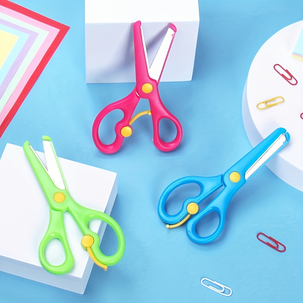 Safety Scissors Set Toddler Scissors Age 3 Spring Loaded - Temu