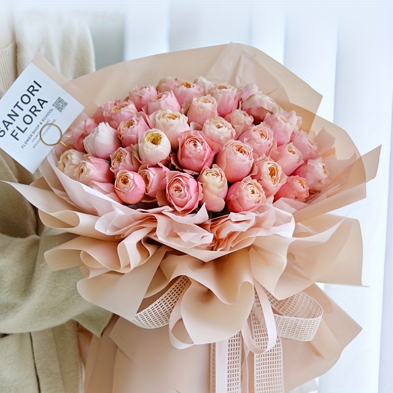 Korean Plain Paper Fog Paper Solid Color Flower Gift - Temu