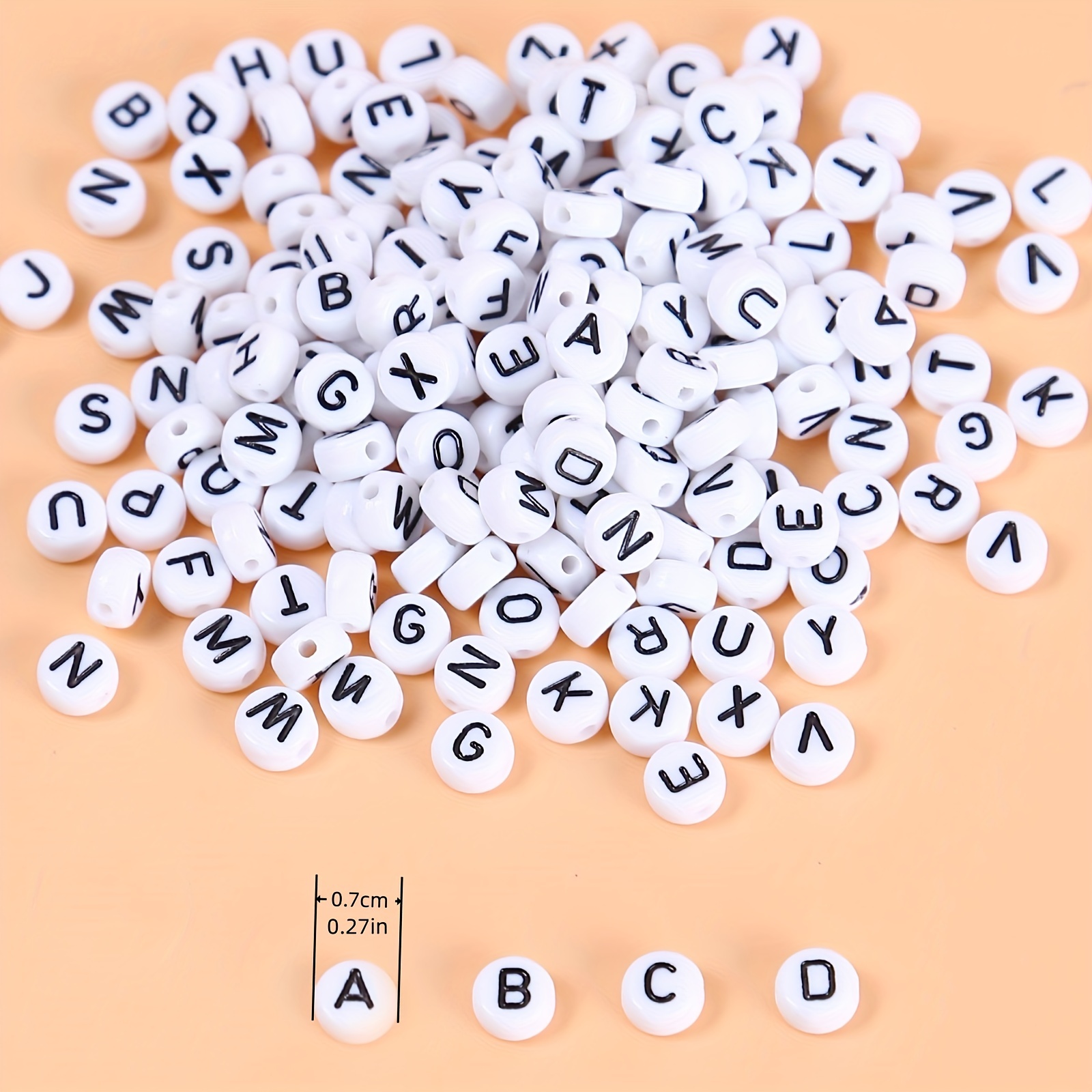 100pcs Black Letters 7mm/0.27in 4 Full Alphabet A-Z Perfect for