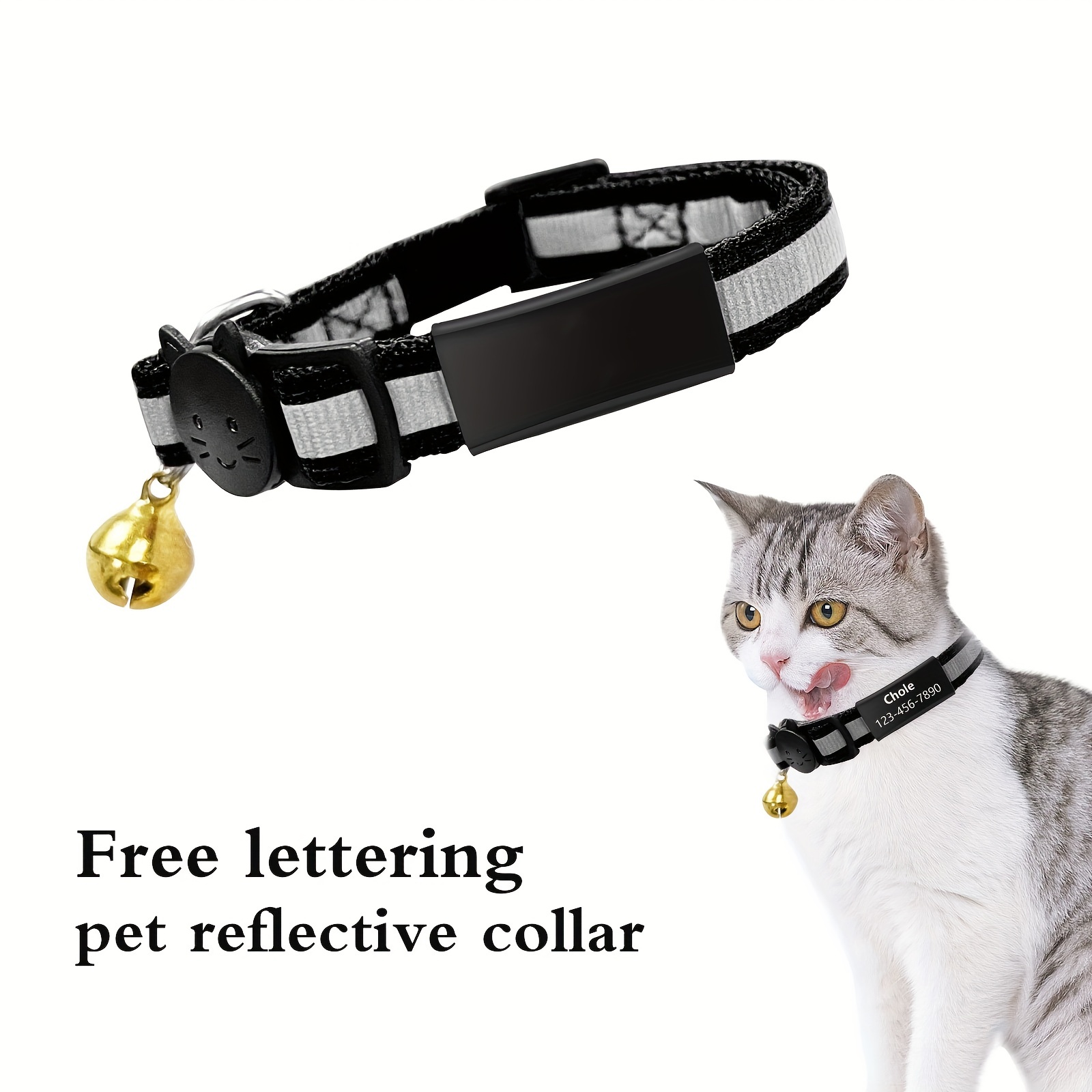 Reflective Adjustable Cat Collar with Bell