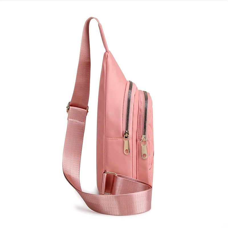 Quilted Sling Bag Solid Chest Bag Adjustable Strap