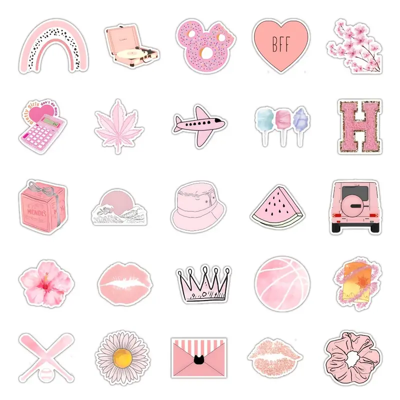 53pcs Cute Stickers For Water Bottles, Waterproof Vinyl Aesthetic Pink  Stickers For Hydroflask Laptop Skateboard, Kawaii Sticker Pack For Kids  Teens G