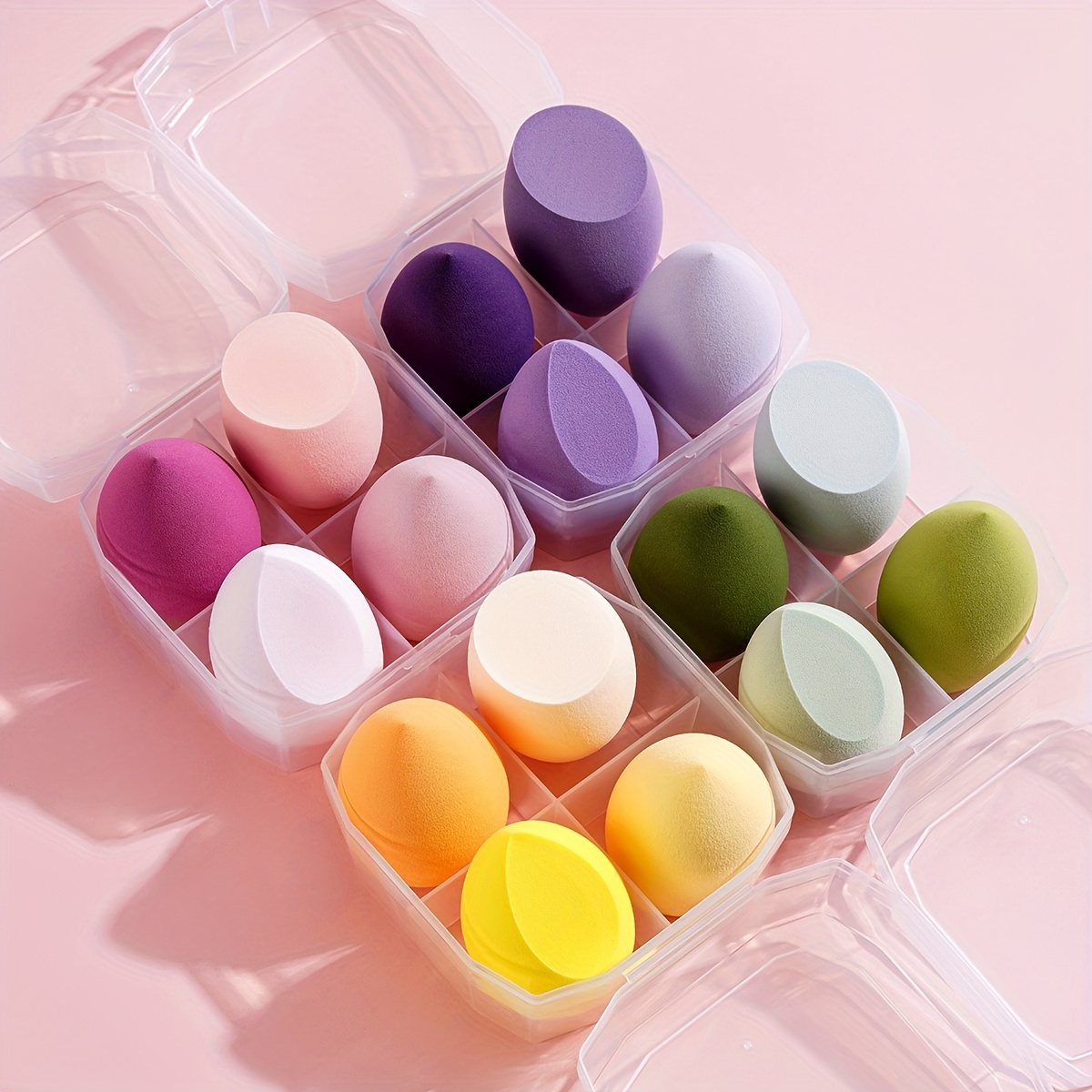 Makeup Sponge Beauty Blender Set With 1 Storage Box Soft Wet - Temu