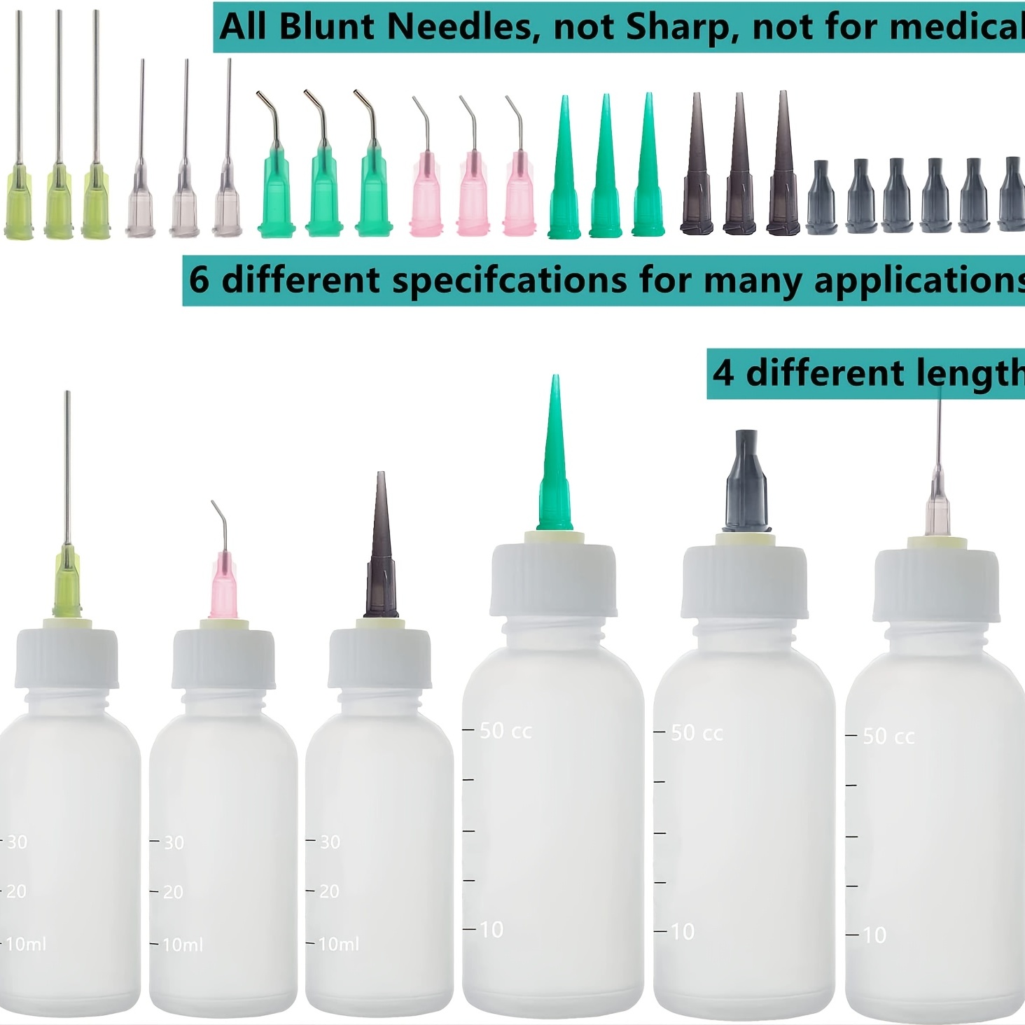  HaBeuniversal Blunt Needle Tip Applicator Bottle Set - 30ml  Squeezable Bottles, Storage Caps, 14ga 16ga 18ga Needle Tips and Mini  Funnel : Industrial & Scientific