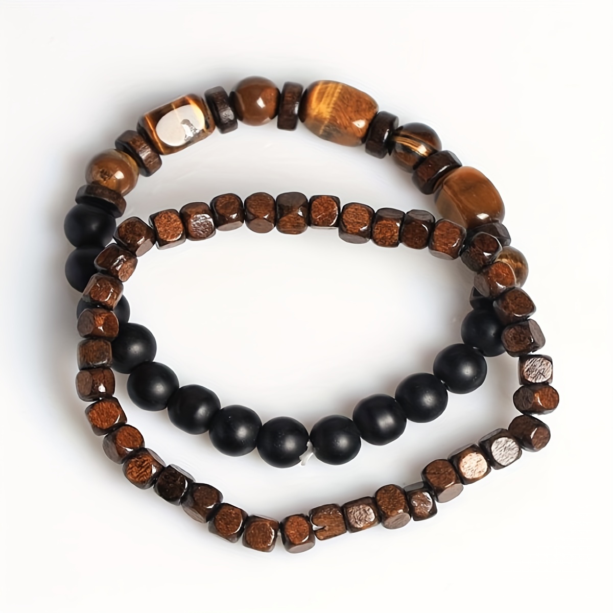 Tiger Eye Beaded Bracelet Men Minimal Bracelet Ethnic 