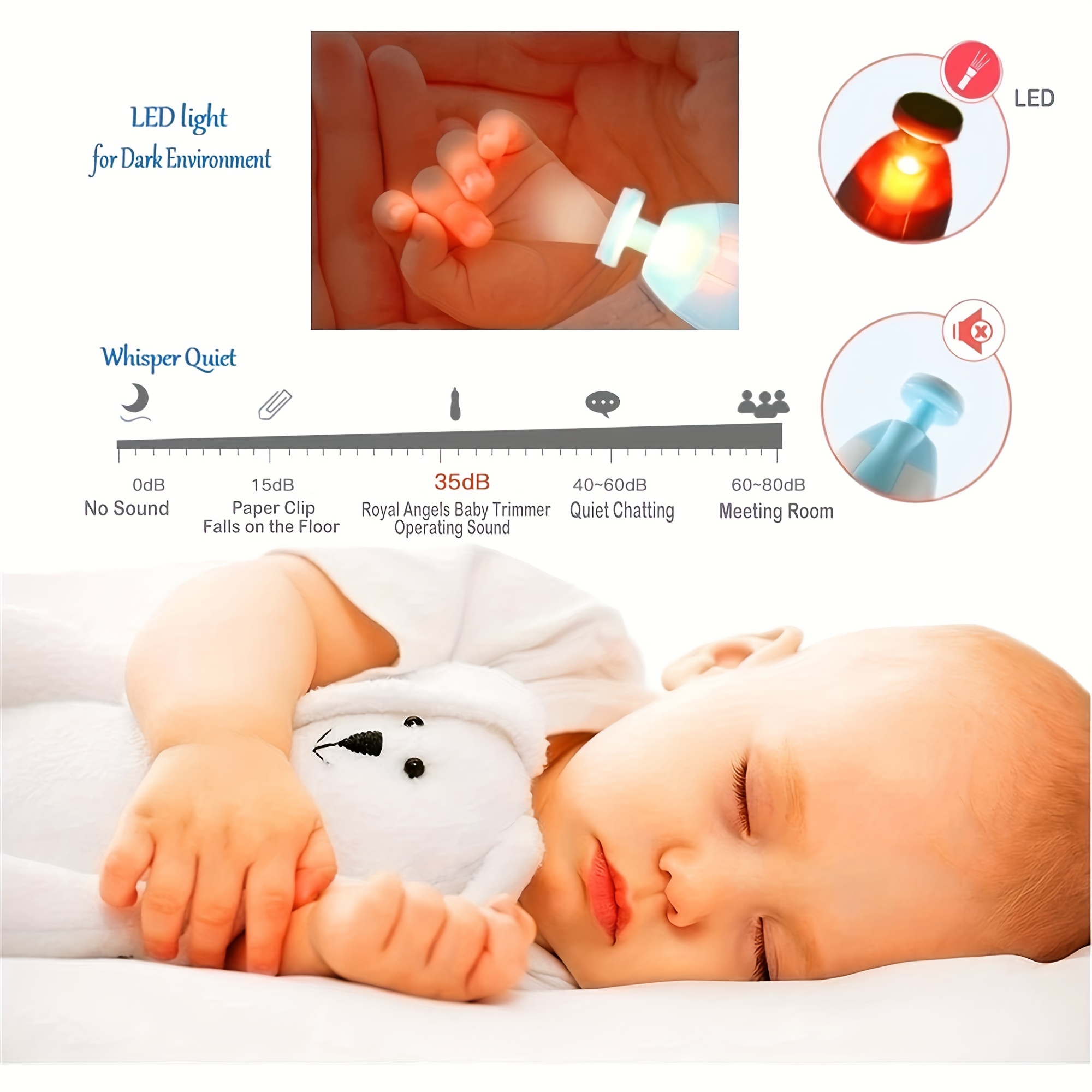 bebé lima de uñas clipper trimmer eléctrico lima de uñas con luz segura  bastante bebé recortador de uñas bebé manicura conjunto para recién nacido