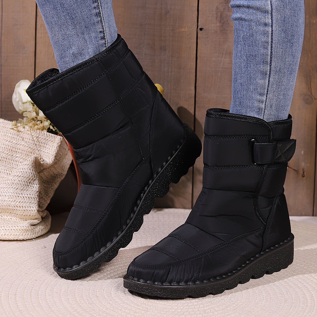 Women's Plush Lined Snow Boots Thermal Outdoor Winter Ankle - Temu