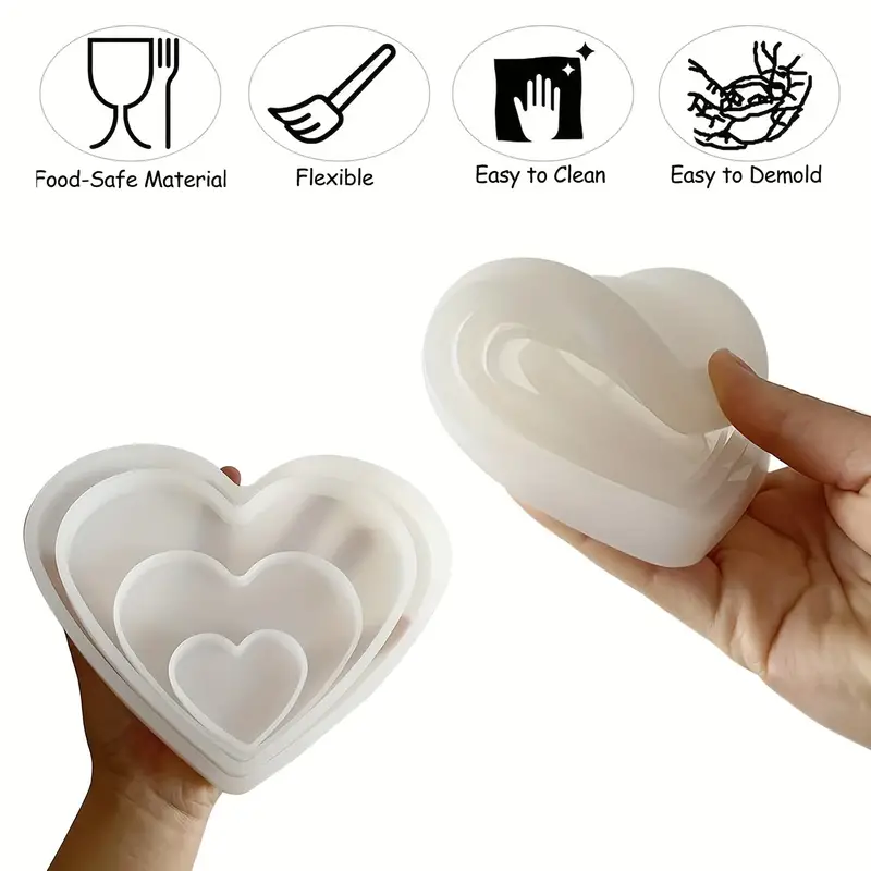 Heart Resin Mold Love Heart Shape Epoxy Mold With,,, Resin Heart Casting  Silicone Mold Gift Craft Wedding Decor - Temu
