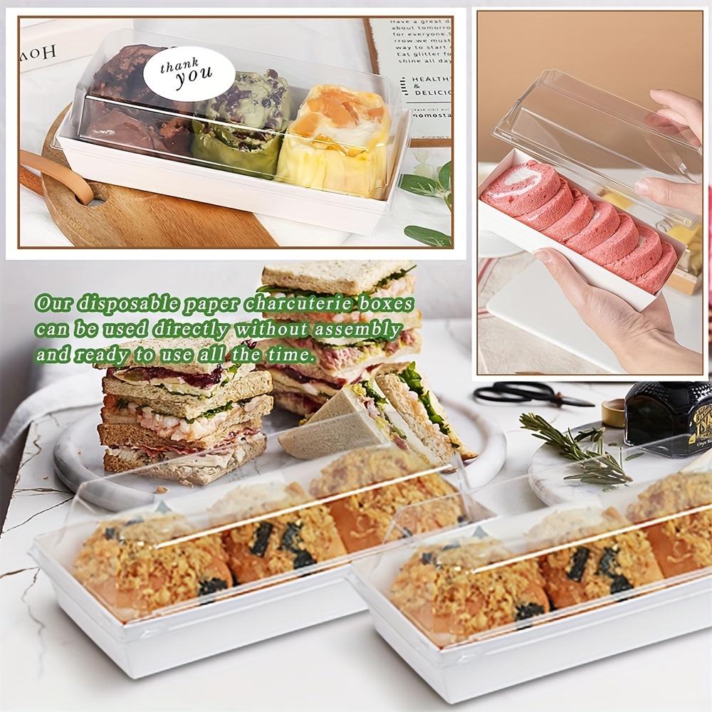 50 Pack Sandwich Box Charcuterie Boxes with Clear Lids Hot Dog Container  Disposable Food Containers with Lids for Strawberries, Chocolate Covered