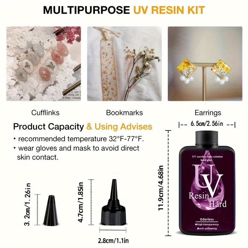 400G UV Resin Hard, Crystal Clear UV Cure Epoxy Resin Kit Premixed Resina  UV Tra