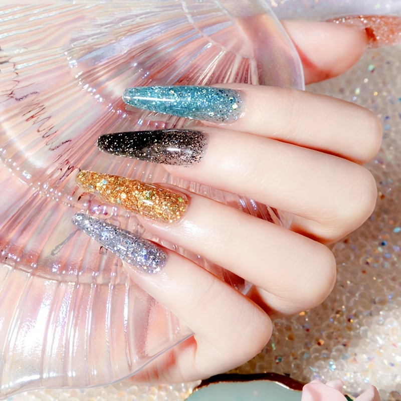 Glitter Poly Nail Extension Gel Rhinestones Shaped Glitter - Temu