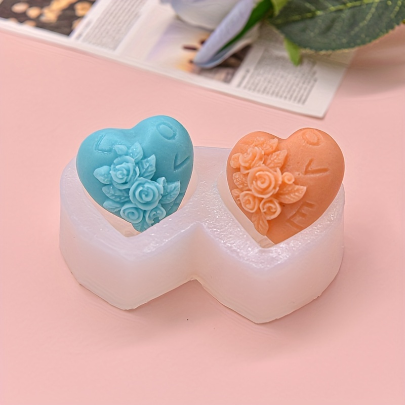 Heart Candle Mold, Rose Mold, Love Rose Candle Mold, Handmade Soap