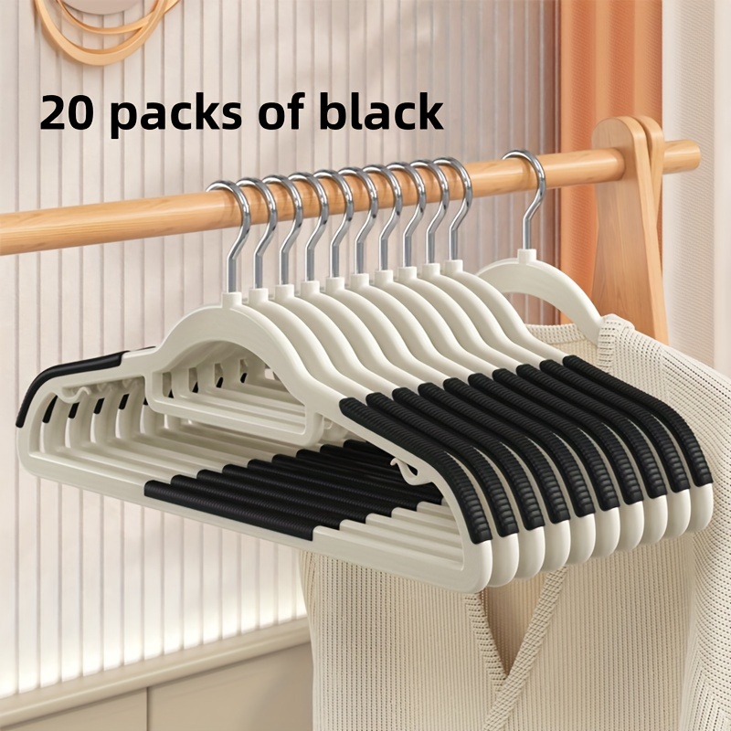 Plastic Clothes Hangers, Upgraded Rubber Stripe Non-Slip Coat