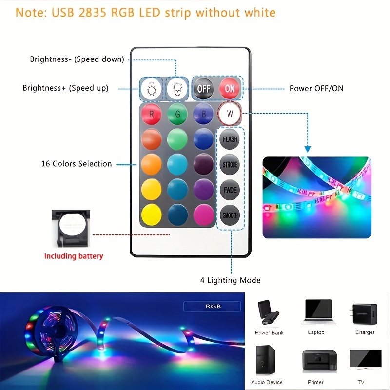 Daymeet Luces LED para TV, retroiluminación LED inteligente de TV de 16.4  pies para TV USB de 45 a 85 pulgadas detrás de la iluminación que cambia de