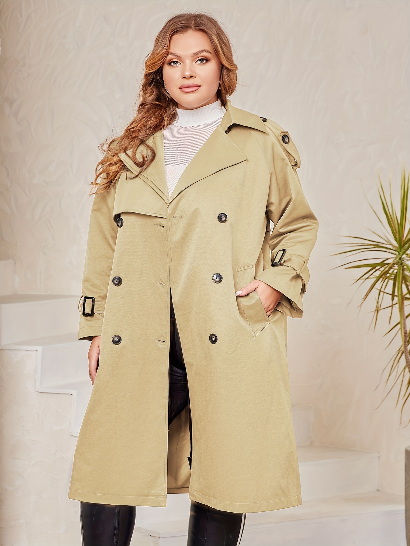 Cappotto donna lana invernale lungo capotto giacca beige taglie