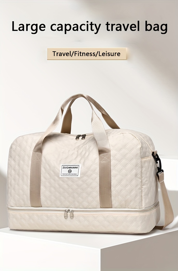 lightweight argyle pattern luggage bag large capacity travel duffle bag portable overnight bag details 0