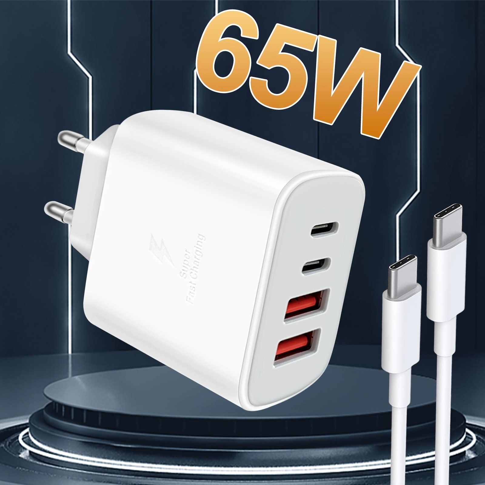 Baseus Chargeur USB C Rapide 65W PD Charger Alimentation Adaptateur Prise  Secteur Compatible avec iPhone 15