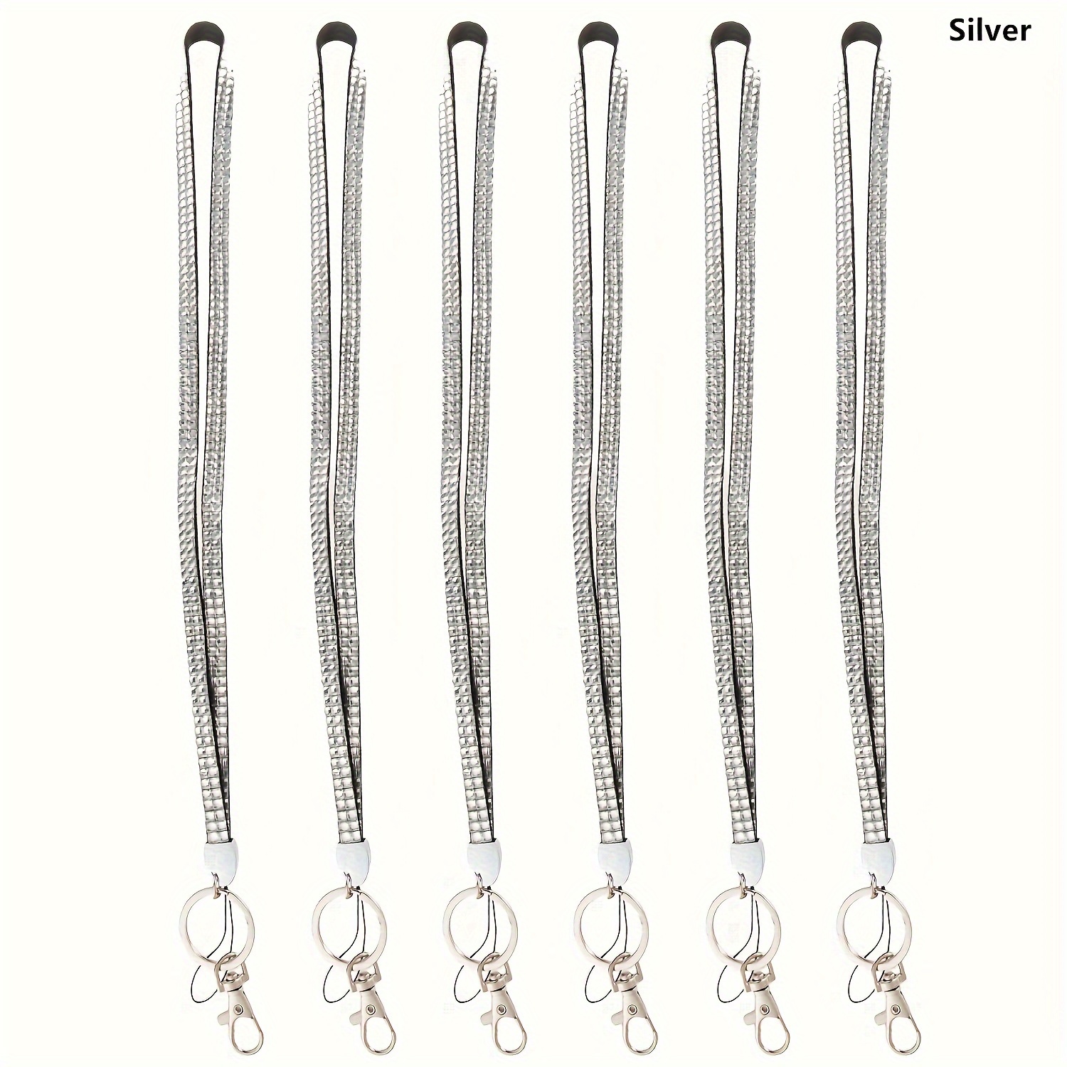 6pcs glitter clear crystal neck lanyard for work id name badge holder rhinestone retractable id badge reel clip for women