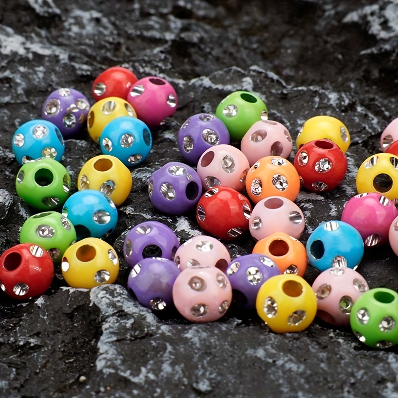 Acrylic Beads With Side Hole Ab Color Large Hole - Temu