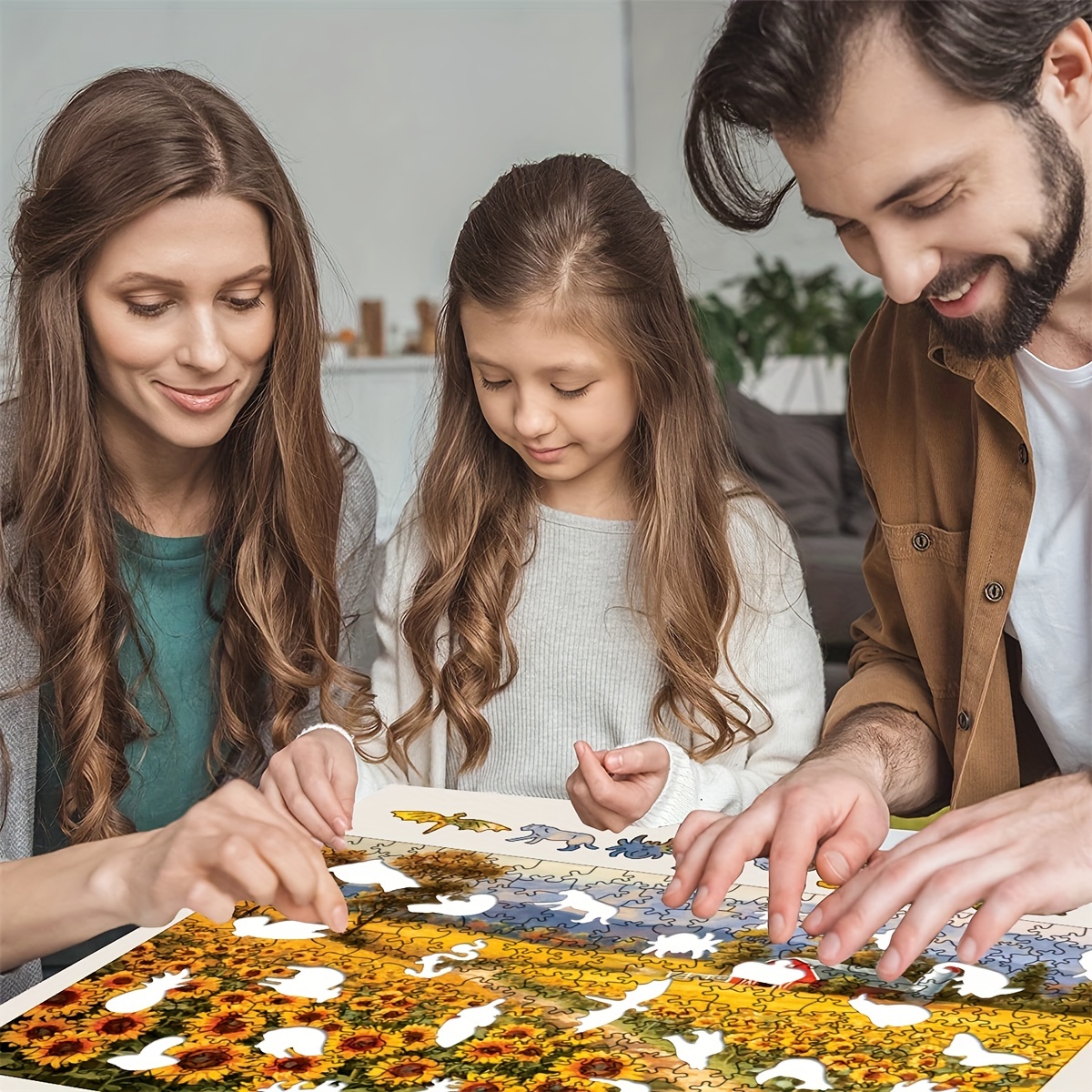 Sunflower Small Town Wooden Puzzle Educational DIY Crafts