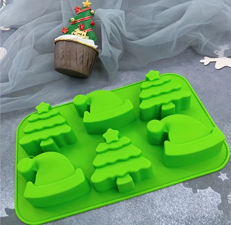 Christmas Silicone Mold, Christmas Tree And Christmas Hat Candy Chocolate  Mold, Handmade Soap Pudding Jelly Ice Cube Tray Cake Cupcake Decoration -  Temu Mexico