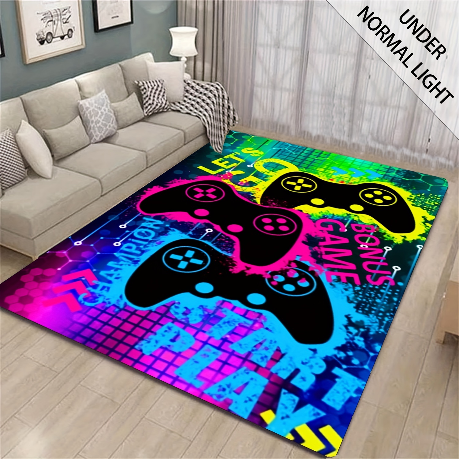 Game Rug Colorful Non-slip Gaming Rugs for Boys Bedroom Playroom