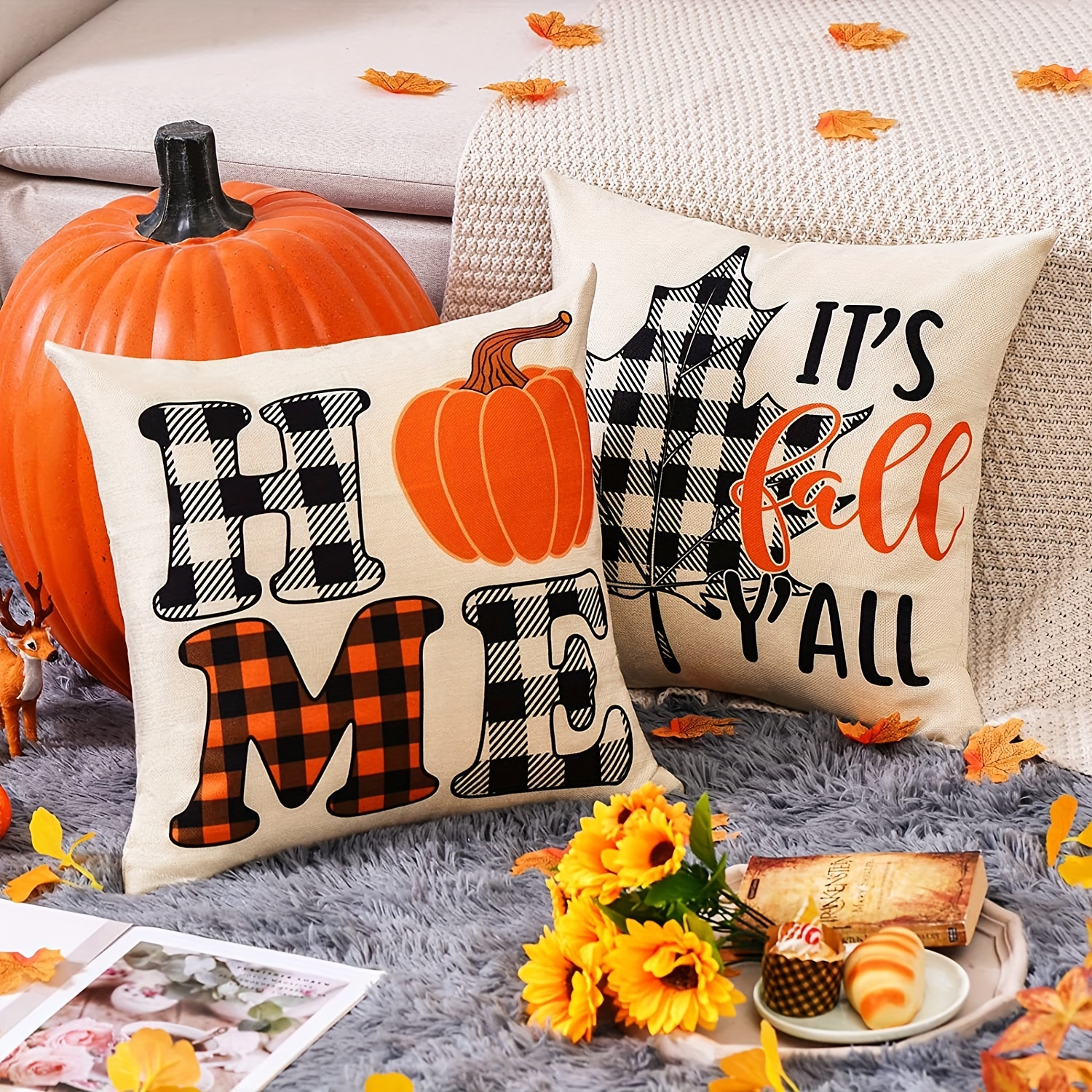 Fall Decor Pillow Covers Autumn Pumpkin Farmhouse Throw - Temu