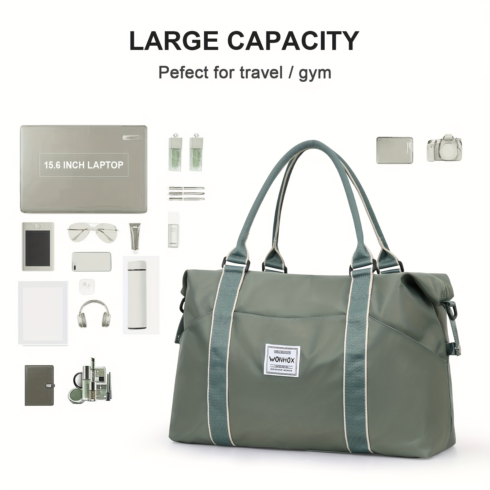 Bolsa de viaje plegable, bolsa de equipaje de mano impermeable, bolsas de  viaje bolsa deportiva para mujeres y hombres para viajes de fin de semana