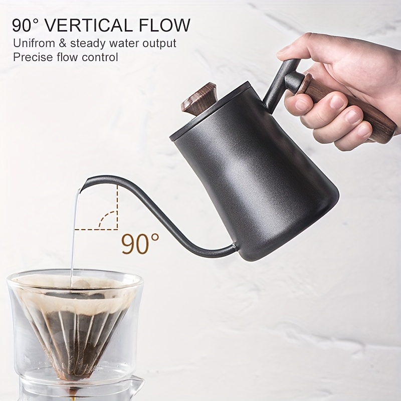 1pc 304 stainless steel black retro pour over coffee kettle 550ml 18oz gooseneck kettle stainless steel kettle pour over coffee kettle coffee tools coffee accessories details 7