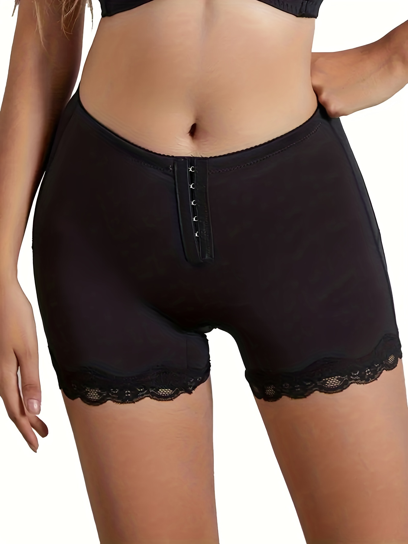 Women Solid Buckle Pants Shaping Button High Waist Underwear