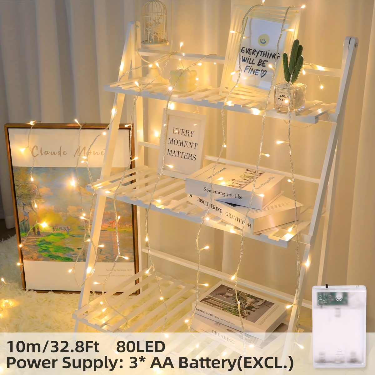 1pc 10//40/80 Led String Light, Battery Powered Fairy Light, Suitable For Family Parties, For Halloween Christmas New Year Valentine's Day Ramadan Decoration
