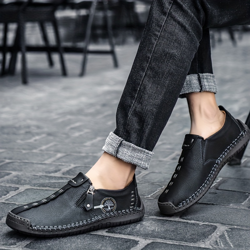 Mens Vintage Lightweight Breathable Handmade Loafer Shoes Outdoor