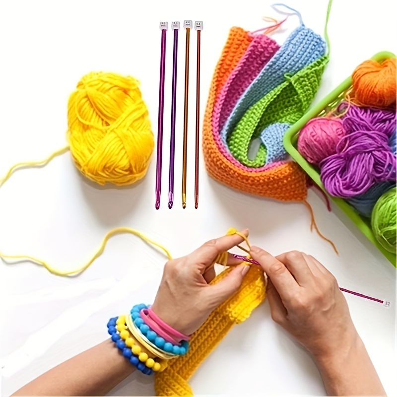 Tunisian Afghan Crochet Hooks Multicolor Aluminum Knitting - Temu